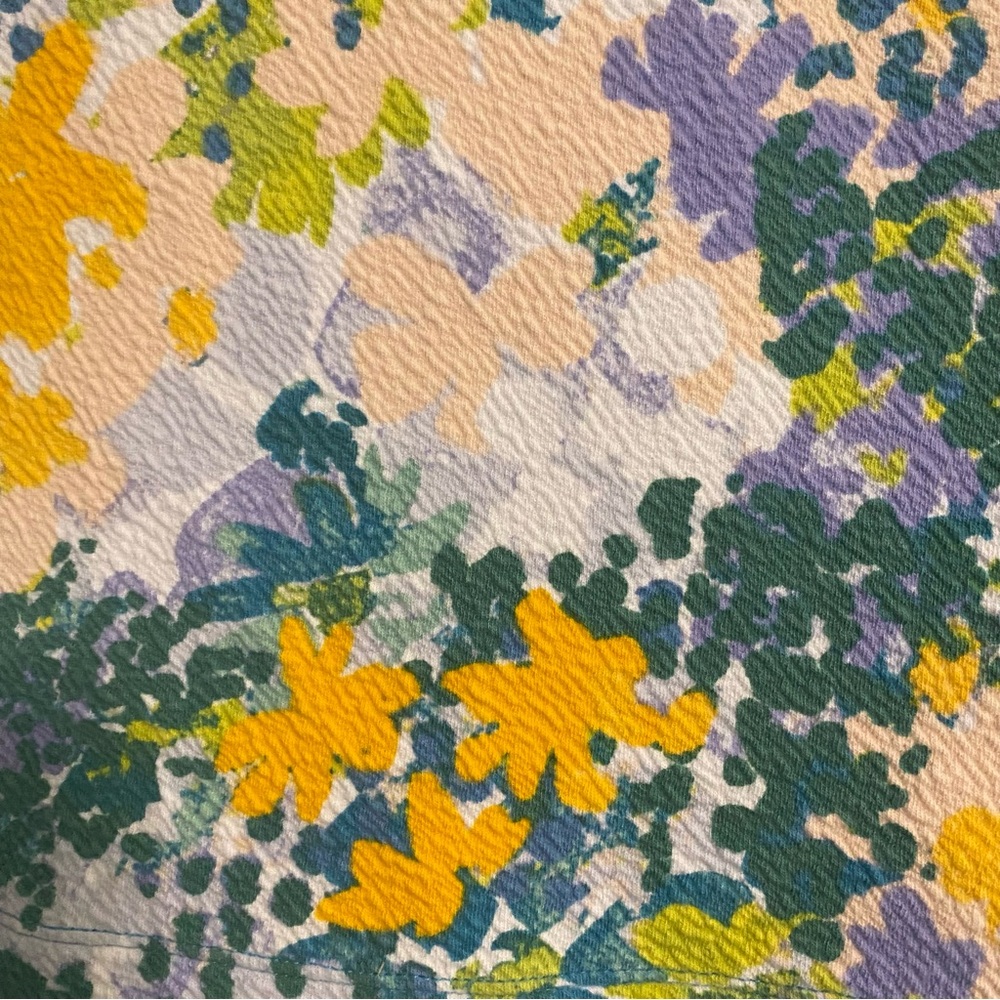 Maeve Floral Textured Boat Neck Scoop Tank Top in Yellow, Green & Lavender Sz S - Picture 5 of 9